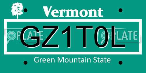 GZ1T0L Vermont License Plate