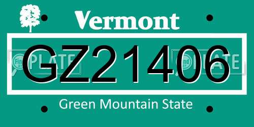 GZ21406 Vermont License Plate