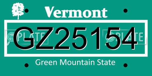 GZ25154 Vermont License Plate