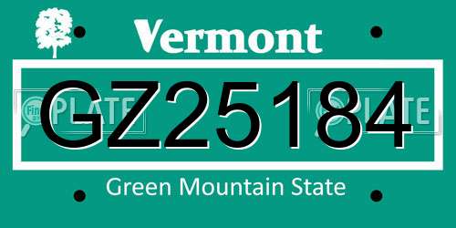 GZ25184 Vermont License Plate