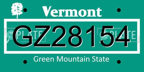 GZ28154 Vermont License Plate