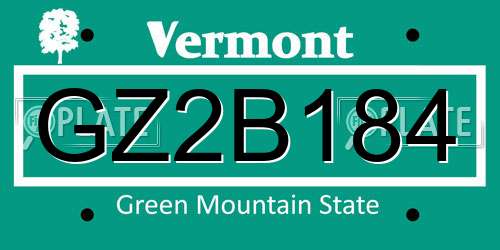 GZ2B184 Vermont License Plate
