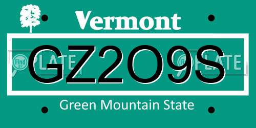GZ2O9S Vermont License Plate
