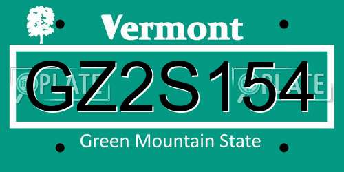 GZ2S154 Vermont License Plate