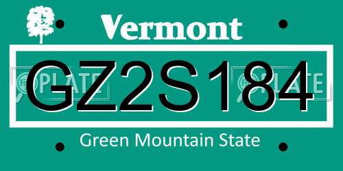 GZ2S184 Vermont License Plate
