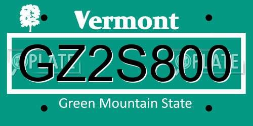 GZ2S800 Vermont License Plate