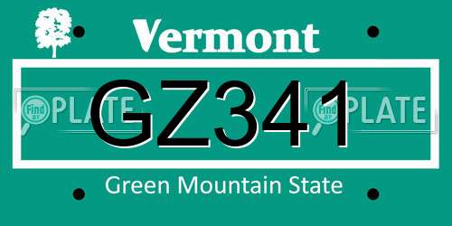 GZ341 Vermont License Plate