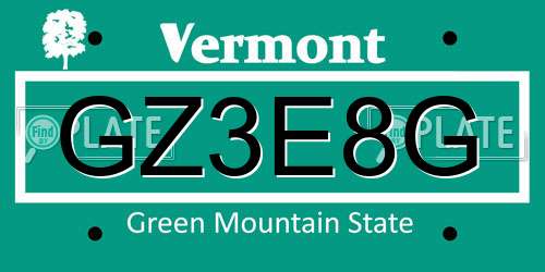 GZ3E8G Vermont License Plate