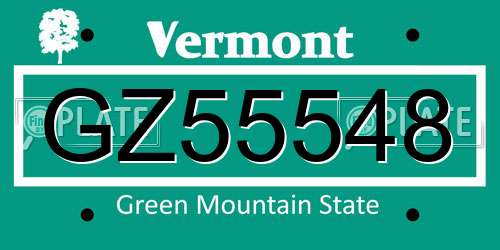 GZ55548 Vermont License Plate
