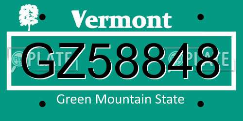 GZ58848 Vermont License Plate