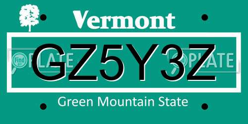 GZ5Y3Z Vermont License Plate