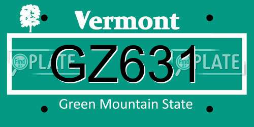 GZ631 Vermont License Plate