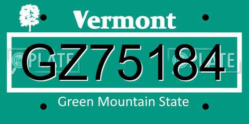GZ75184 Vermont License Plate