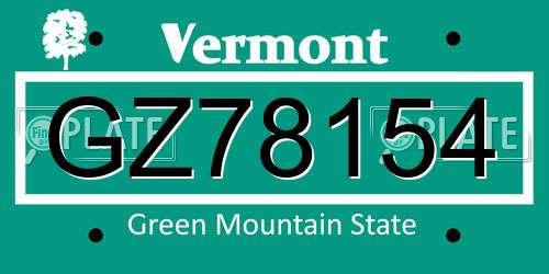 GZ78154 Vermont License Plate