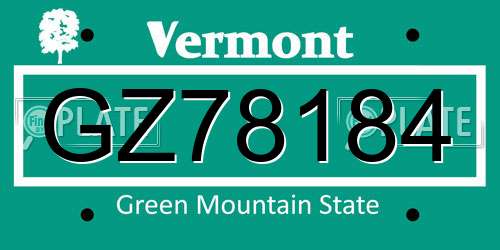GZ78184 Vermont License Plate