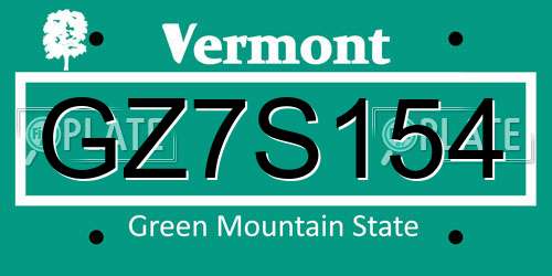 GZ7S154 Vermont License Plate