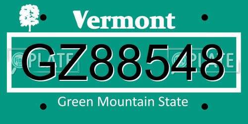 GZ88548 Vermont License Plate