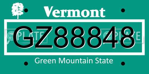 GZ88848 Vermont License Plate
