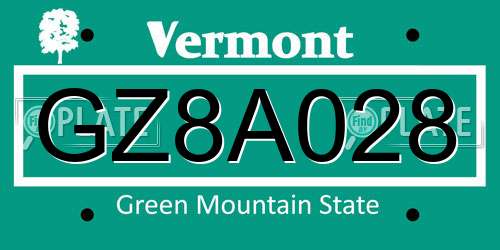 GZ8A028 Vermont License Plate