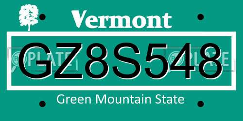 GZ8S548 Vermont License Plate