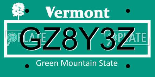 GZ8Y3Z Vermont License Plate