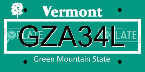 GZA34L Vermont License Plate
