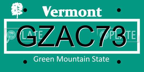 GZAC73 Vermont License Plate