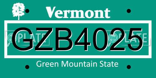 GZB4025 Vermont License Plate