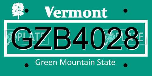 GZB4028 Vermont License Plate