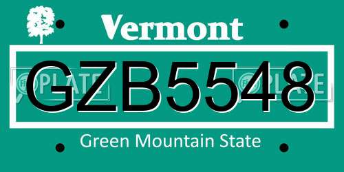GZB5548 Vermont License Plate