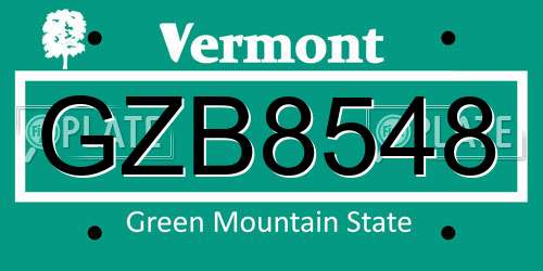 GZB8548 Vermont License Plate