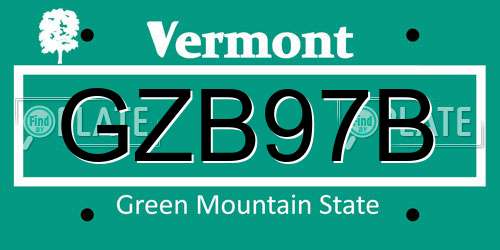 GZB97B Vermont License Plate