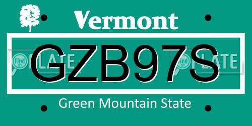 GZB97S Vermont License Plate