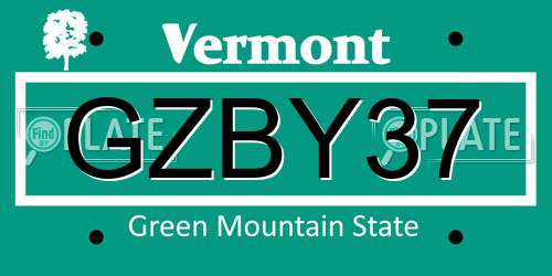 GZBY37 Vermont License Plate