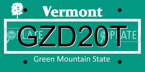 GZD20T Vermont License Plate