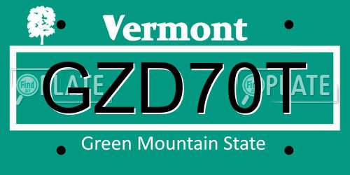 GZD70T Vermont License Plate