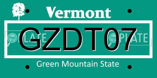 GZDT07 Vermont License Plate