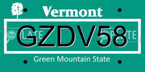 GZDV58 Vermont License Plate