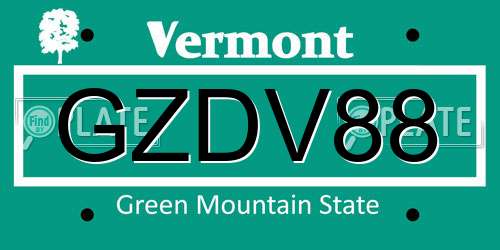GZDV88 Vermont License Plate