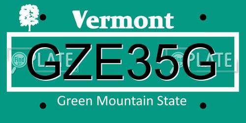 GZE35G Vermont License Plate