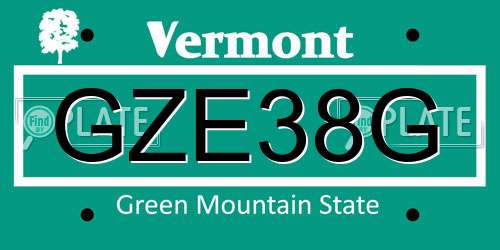 GZE38G Vermont License Plate