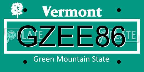 GZEE86 Vermont License Plate
