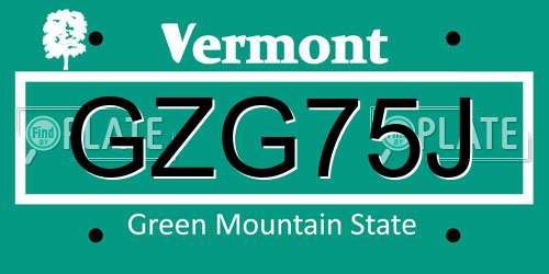 GZG75J Vermont License Plate
