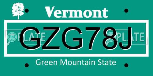 GZG78J Vermont License Plate