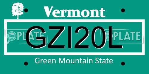 GZI20L Vermont License Plate