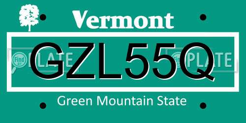GZL55Q Vermont License Plate