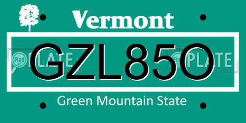GZL85O Vermont License Plate
