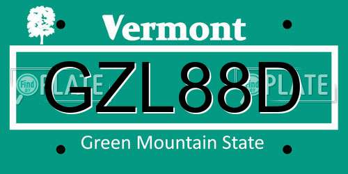 GZL88D Vermont License Plate