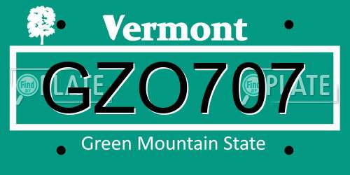 GZO707 Vermont License Plate