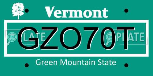 GZO70T Vermont License Plate